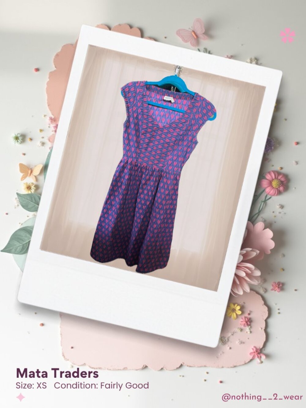 Mata Traders Blue & Red/Pink Dress Size XS